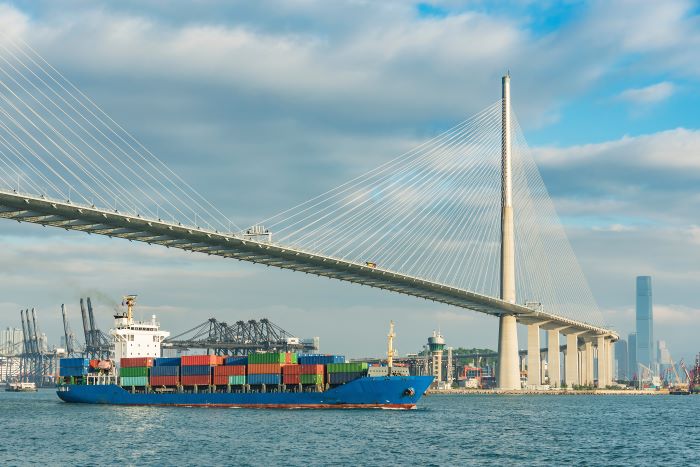 Container port in Hong Kong. Container port in Hong Kong.