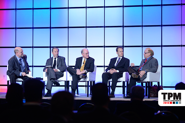 From left: William B. Cassidy, JOC; Bruce Wargo, PierPass; Dan Smith, The Tioga Group; Jason Hilsenbeck, Drayage.com; Scott C. Larson, The Bon-Ton Stores. From left: William B. Cassidy, JOC; Bruce Wargo, PierPass; Dan Smith, The Tioga Group; Jason Hilsenbeck, Drayage.com; Scott C. Larson, The Bon-Ton Stores.