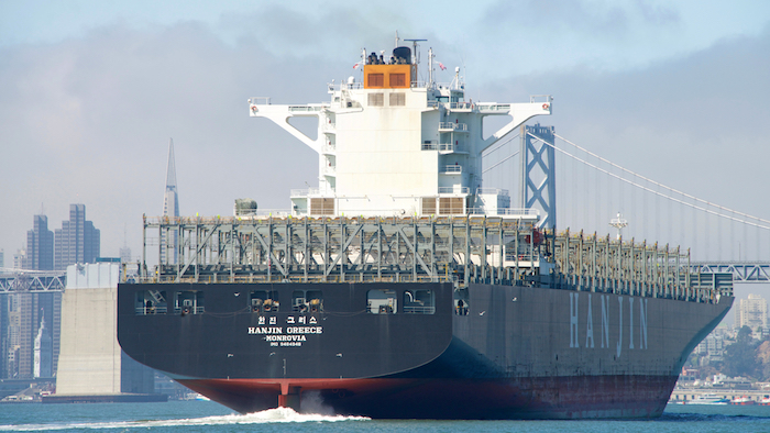 The Hanjin Greece left the Port of Oakland in mid-September with no visible cargo after the company declared bankruptcy.