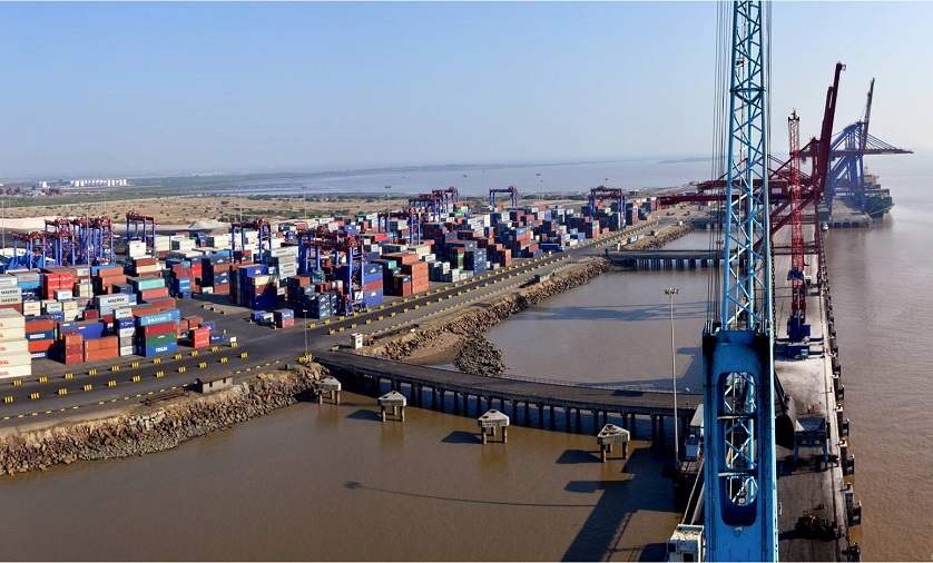 APM Terminals Pipavav (above), about 150 nautical miles from Jawaharlal Nehru Port Trust (JNPT), hosts 10 weekly, mainline services, in addition to a fortnightly coastal loop, and other ad-hoc calls. Photo credit: APM Terminals Pipavav. APM Terminals Pipavav.