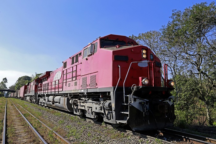 Brazil freight train with load containers.