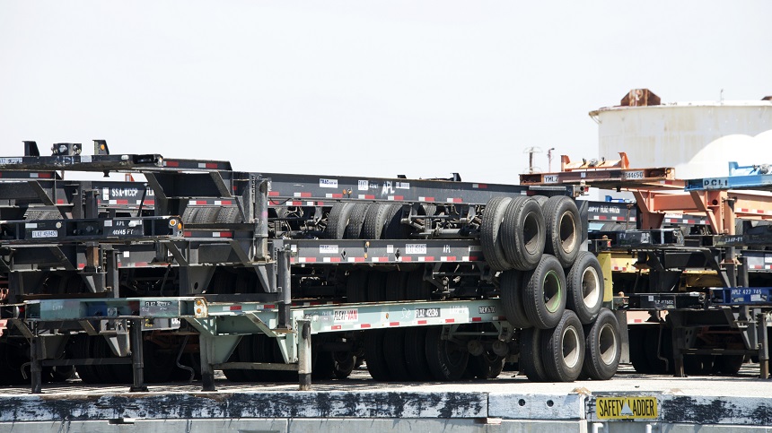 Efficient supply chains contain the premise that for every container there is a chassis available. But don't tell shippers that, as the issue has been a thorn in their side and that of other contrainer stakeholder for nearly a decade. (Above: Chassis at the Port of LongBeach.) Photo credit: Shutterstock.com. Chassis at the Port of Long Beach.