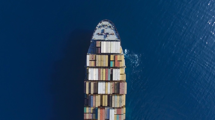 A container ship at sea. (Photo credit: Shutterstock.) A container ship at sea.