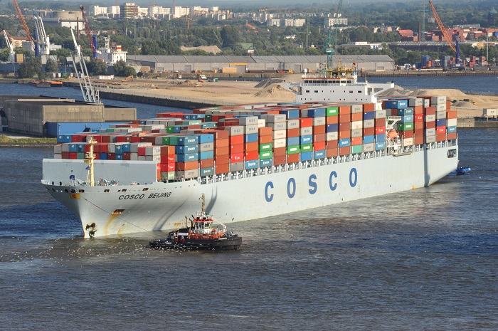 Cosco Shipping Lines was able to contain the damage from last week’s cyber attack to its operations in the Americas, and cargo handling in the US, Canada, and South America, at its marine terminals was largely unaffected because Cosco isolated its internal networks across its global operations. Photo credit: Shutterstock.com. A Cosco ship.