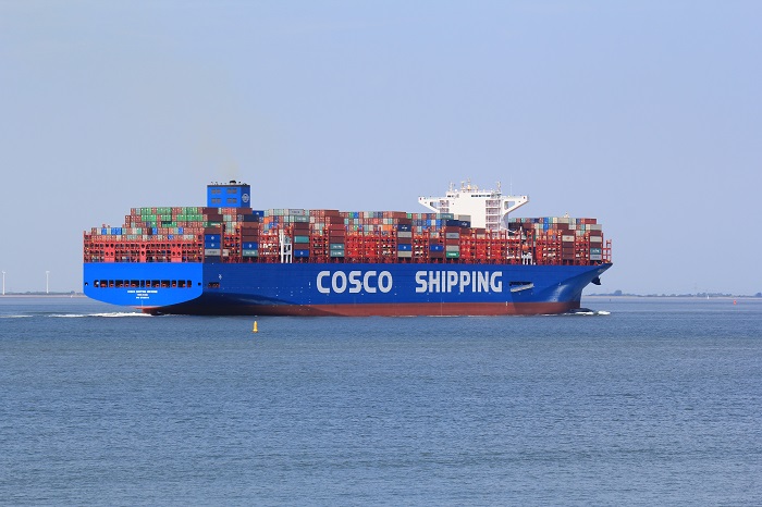 Since Cosco’s overseas operations have not been affected, communication with US offices is able to take place, although at a slower pace, according to Cosco Senior Vice President Howard Finkel. Photo credit: Shutterstock.com. A Cosco ship.