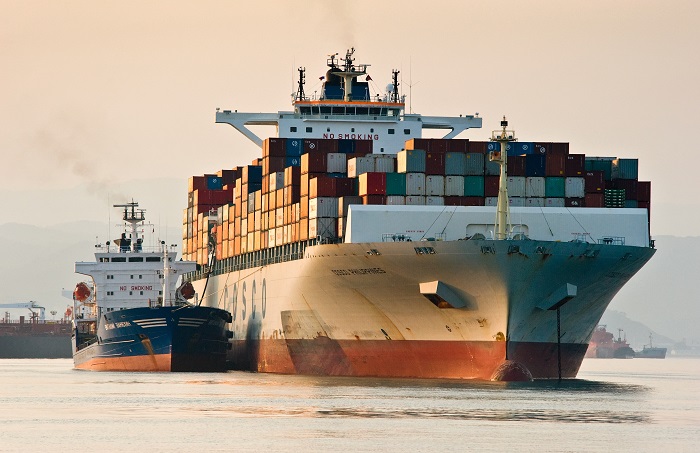 A Cosco ship being refueled.
