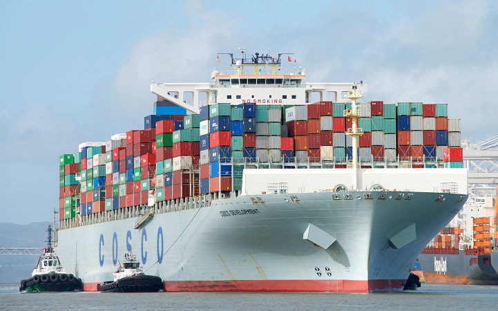As Cosco continues to guide its customers through e-mail transmissions for the booking of cargo, there was good news on Wednesday. Photo credit: Shutterstock.com. A Cosco container ship.