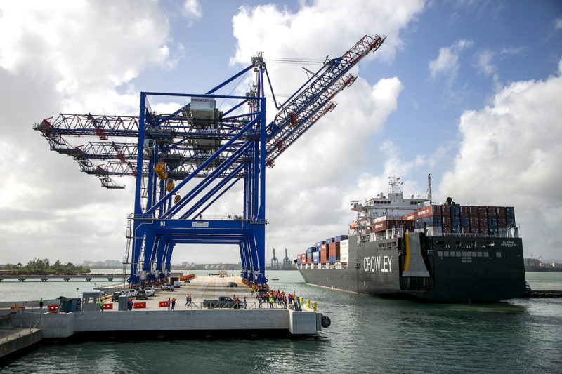 Crowley wanted to avoid the traps that coming with customizing terminal operating software so it adjusted its operations to fit Tideworks' standard product. Photo credit: Crowley Maritime Corp.