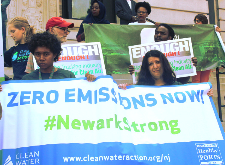 Coalition members at a protest last July asking authorities at the Port of New York and New Jersey to reduce emissions