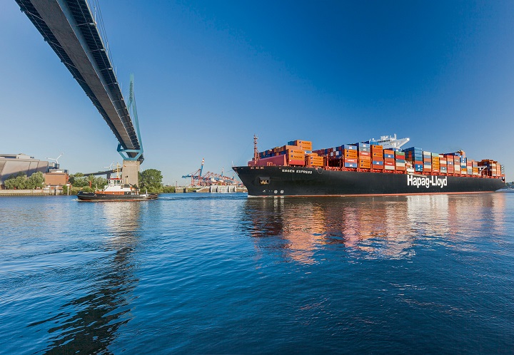 Hapag-Lloyd wants a significant increase in spot rates on the Asia-North Europe and Asia-Med trades from June 1. Photo credit: Hapag-Lloyd. A Hapag-Lloyd ship.