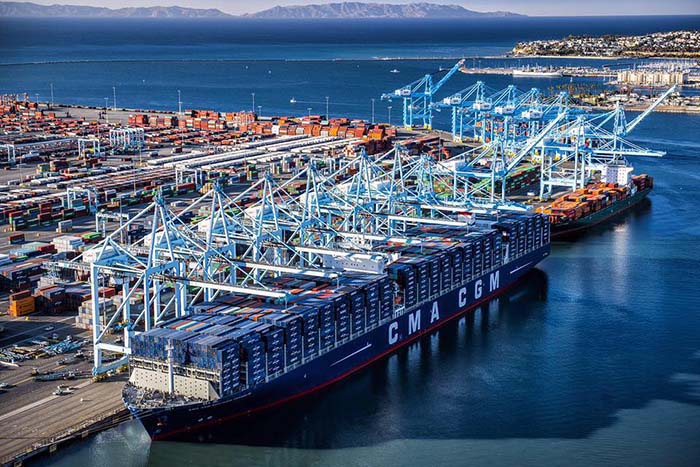 Mega-ships such as the CMA CGM Benjamin Franklin, pictured at the Port of Los Angeles, will become a more regular feature at US ports, which must cope with the unique operational challenges they present.