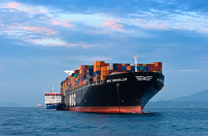 The increase in the price of bunker fuel, driven by crude oil’s 2017 to 2018 surge, is real. But beyond that ocean carriers face a tough sell with shippers regarding the inclusion of other surcharges, given spare capacity and a continued competitive market for shipper business. Photo credit: Shutterstock.com. An MSC ship.