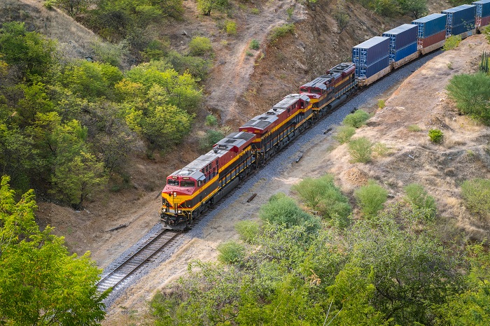 A freight train in Mexico. Photo credit: Shutterstock. A freight train in Mexico.