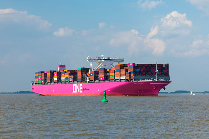 Ocean Network Express (ONE) is projecting a net profit of $60 million for its fiscal 2019 year, a considerable improvement from the $586 million net loss it reported in FY 2018. Photo credit: Oliver Hoffmann / Shutterstock.com.