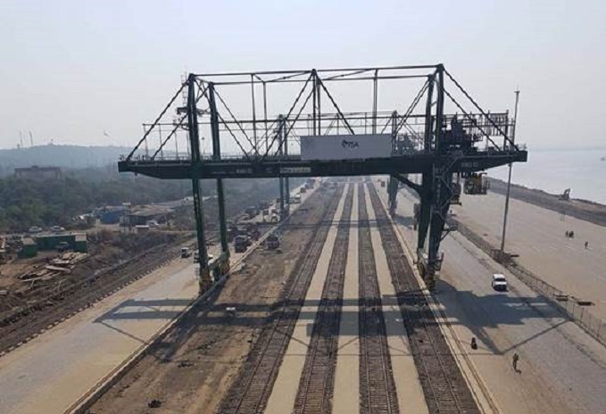 PSA Internationals' dedicated rail yard (above) at JNPT - designed to synchronize operations with Indian Railways’ Dedicated Freight Corridor (DFC) project under construction - is the key to reducing the port's rail cargo dwell times. Photo credit: PSA India. PSA International Rail Yard.