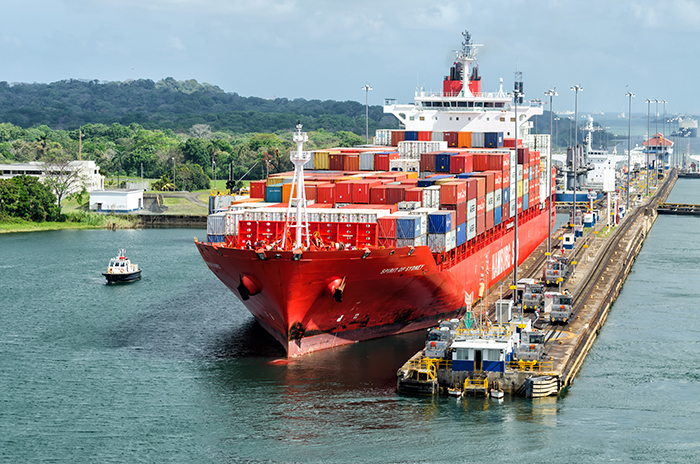 The Panama Canal Authority has imposed a 45-foot draft restriction on the larger locks able to handle ships with up to 14,800 TEU in capacity, but the waterway's older locks, which are limited to ships with capacities of up to 5,000 TEU, remain unaffected. Photo credit: Shutterstock.com.