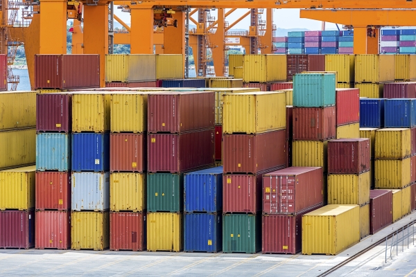 Cargo containers at the Port of Piraeus