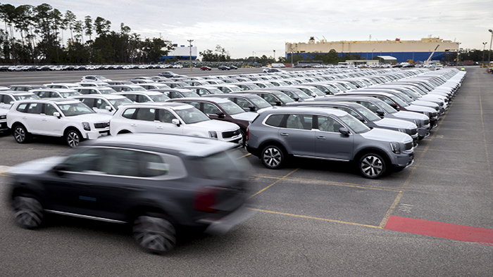The Georgia Ports Authority (GPA) expects to handle roughly 3,000 Kia Telluride SUVs for export annually at Colonel’s Island Terminal in Brunswick. Photo credit: Georgia Ports Authority.