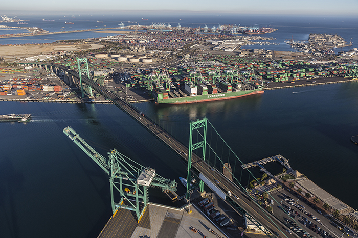 The combined import-export market share of the ports of Los Angeles and Long Beach (pictured) has fallen from 26.5 percent in 2015 to 22.9 percent in 2019. Photo credit: trekandshoot / Shutterstock.com.