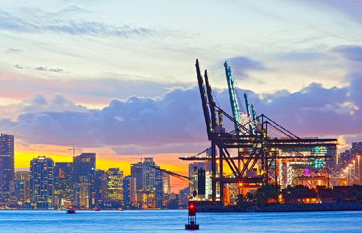 Quickload has found a niche in Miami-area digital drayage by offering an app with a twist: the shipper, not an algorithm, names the price to haul the load.(Above: Port Miami.) Photo credit: Shutterstock.com. Port Miami.