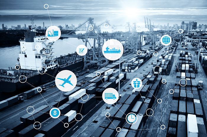 Digital data portal projects already underway at major container gateways include a play on free flow at terminals in New Jersey and Baltimore and efforts in Antwerp, Rotterdam, Los Angeles, and New York–New Jersey to serve as data and application providers to shippers, forwarders, drayage providers, and container lines. Photo credit: Shutterstock.com.