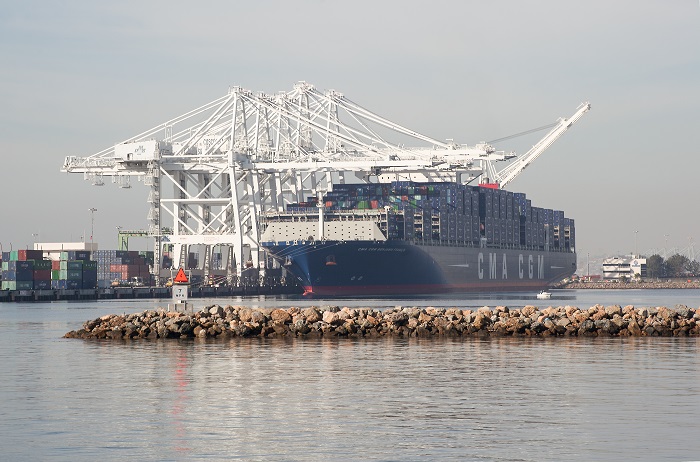 The issue of public money for a private function was rasied, but the Port of Los Angeles noted that Southern California ports have various subsidy programs in place for environmental reasons, such as to encourage carriers to plug into shoreside electrical power to reduce emissions at berth. Photo credit: Shutterstock.com. Port of Los Angeles.