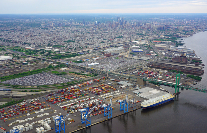 A new warehouse under construction at the Port of Philadelphia is designed to enhance the growing interest in moving forestry cargo through the port. Photo credit: Hugh R. Morley