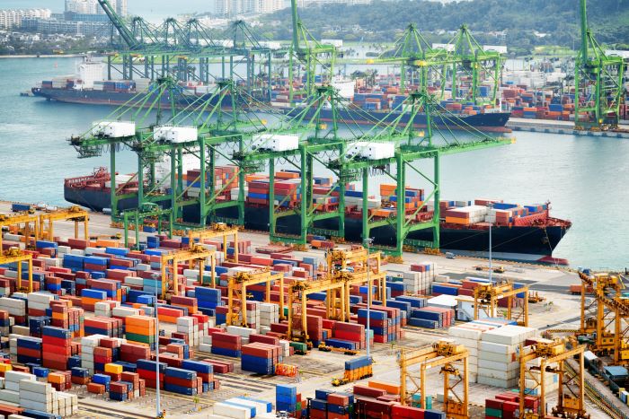 The price of very low-sulfur fuel oil has fallen by 70 per metric ton (23 percent) in just the past three weeks at the bunkering hub of Singapore (above). Photo credit: Shutterstock.com.