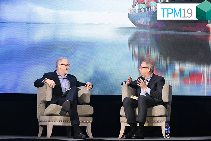 AP Moller-Maersk CEO Soren Skou tells the TPM 2019 Conference to expect more consolidation among container carriers, especially if they are unable to pass low-sulfur fuel costs on to customers. Photo credit: Caught in the Moment Photography.