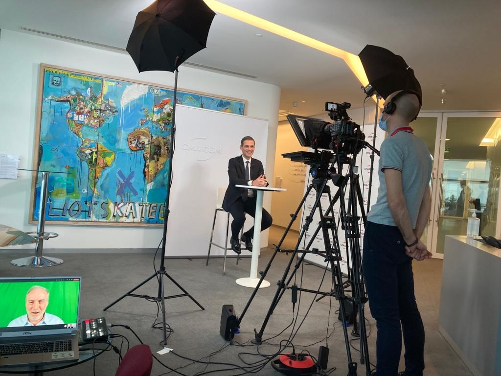 CMA CGM Group chairman and CEO Rodolphe Saade kicks off the TPM21 conference from his Marseilles headquarters. Photo credit: CMA CGM