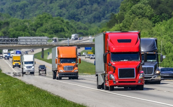 Trucks travel in Tennessee, United States.