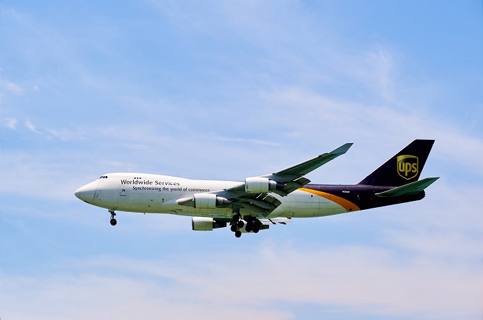 A UPS air cargo flight. Photo credit: Shutterstock. A UPS air cargo flight.