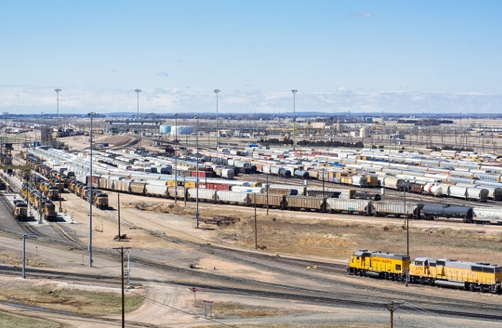 Union Pacific rail yard, Nebraska, United States.