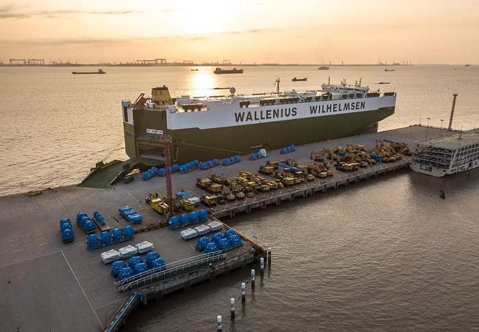 Under the International Maritime Organization's rule, starting in 2020, ships will only be allowed to emit 0.5 percent sulfur, down from the currently acceptable level of 3.5 percent. Photo credit: Wallenius Wilhelmsen. Wallenius Wilhelmsen.