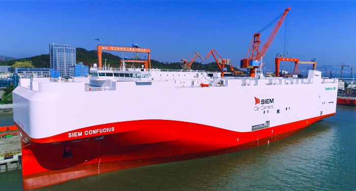 Siem Car Carriers has taken delivery of the 7,500-CEU deep-sea car carrier Siem Confucius even as uncertainty grows over cargo volumes. Photo credit: Credit: Siem Car Carriers