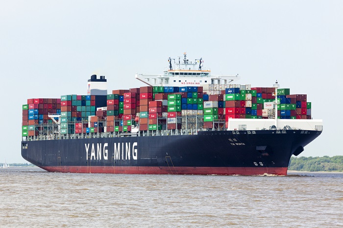 “While we are seeing others in the containership industry face similar struggles, Yang Ming anticipates a healthier second half, driven by an improving supply and demand ratio,” the ocean carrier said. Photo credit: Shutterstock.com. A Yang Ming ship.