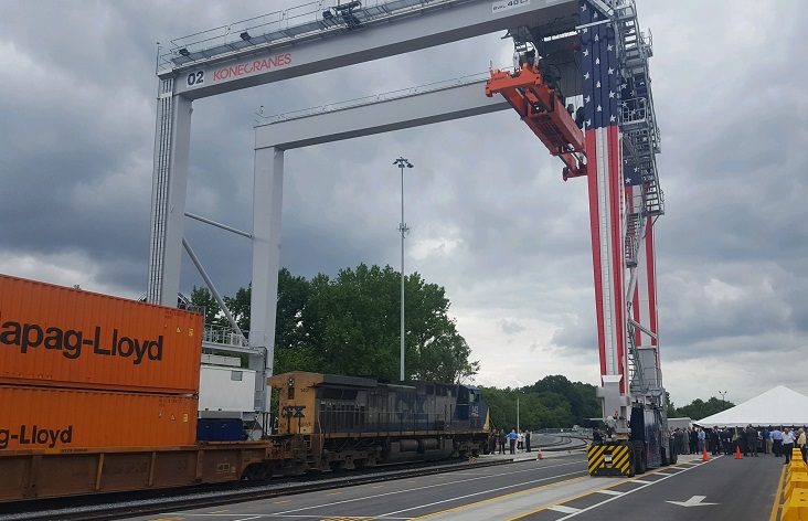 An axiom argues, “Necessity is the mother of invention,” and there’s no better example of that than what tight North American truck capacity has prompted. One example: More shippers in Georgia, Alabama, and Tennessee can now ship their containers from Murray County, Georgia, to the Port of Savannah via CSX Transportation at the Appalachian Regional Port (above), instead of trucking their goods. Photo credit: Ben Banks, TCW Inc. Appalachian Regional Port.