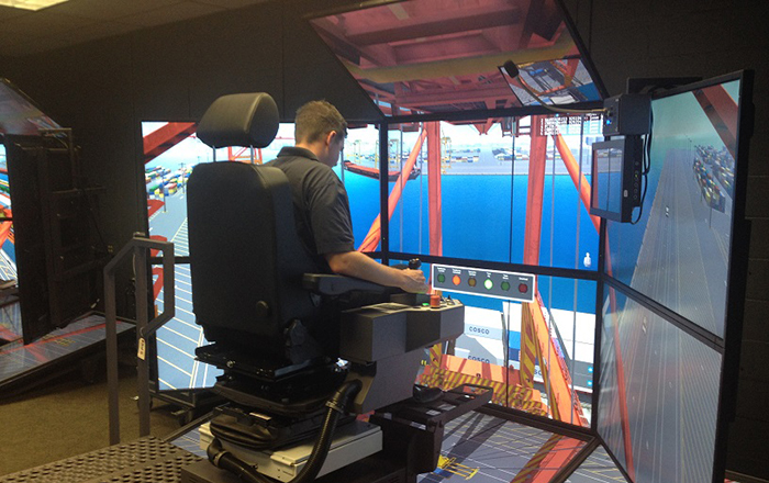 A simulator such as the one pictured will help expand the use of barges at terminals in the Port of New York and New Jersey.