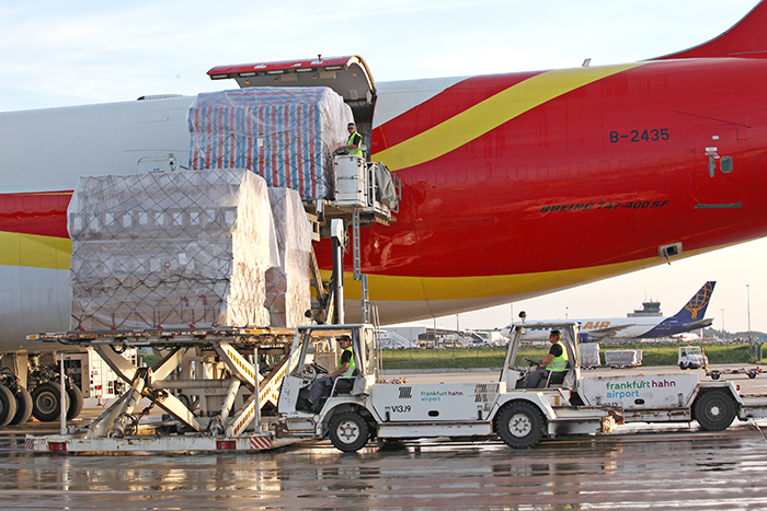 Demand is outpacing supply on the east-west air cargo markets and rates are rising. Photo credit: Frankfurt-Hahn Airport.