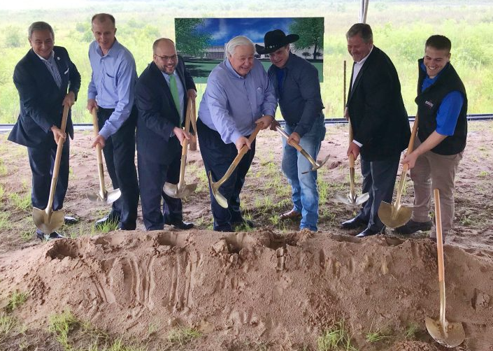 South Carolina Ports CEO Jim Newsome (far left) helps Frontier Logistics executives break ground on a 550,000 square-foot facility, which should translate into growing resin exports out of Charleston. Photo credit: SCPA