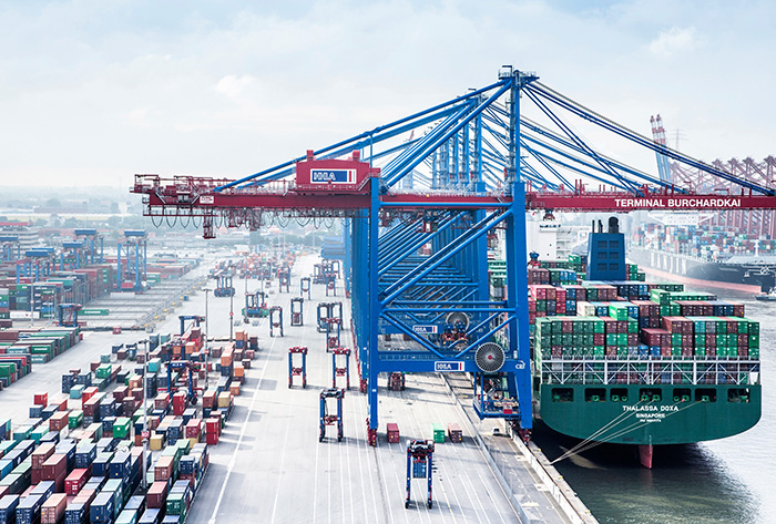 The port of Hamburg is Europe's third-largest container port and handled 8.9 million TEU in 2016.