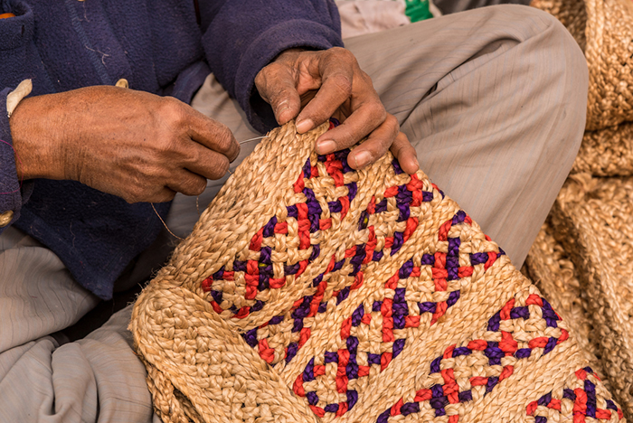 Indian exports, like this handcrafted jute weaving, are rebounding after a slide that lasted more than year.