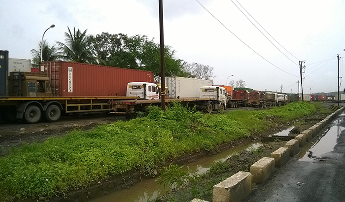 Truck lines into Jawaharlal Nehru Port Trust are much shorter than at the start of the week.