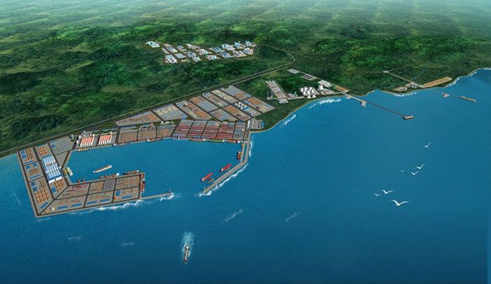 An artist's rendering of the completed Kribi port.