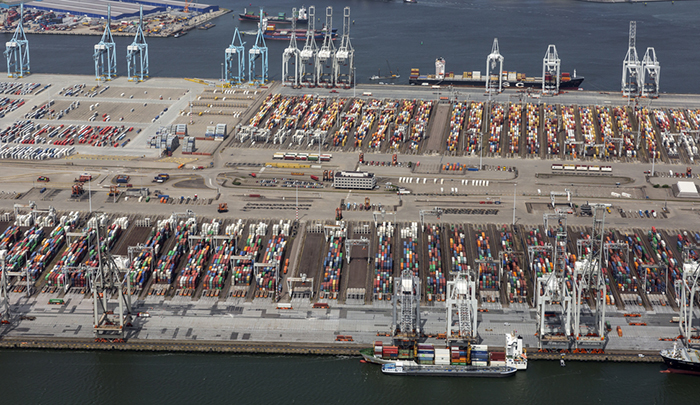 The Port of Rotterdam, pictured, has teamed up with global terminal operators as ports and terminals seek to protect their negotiating power when new shipping alliances take effect next year.