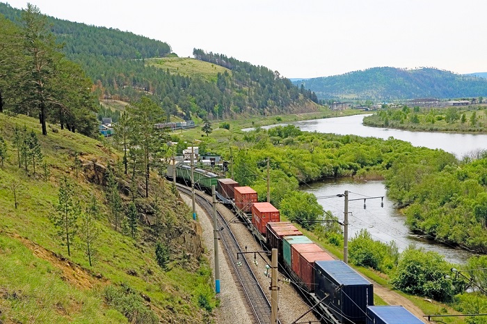 After the delivery to Vladivostok by ship, cargo is then transported via the Trans-Siberian Railroad (above) to St. Petersburg. Photo credit: Shutterstock.com. Russia Trans-Siberian Railroad.