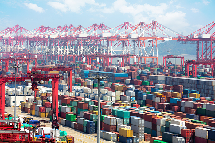 The port of Shanghai's container throughput rose 12 percent in January year-over-year.