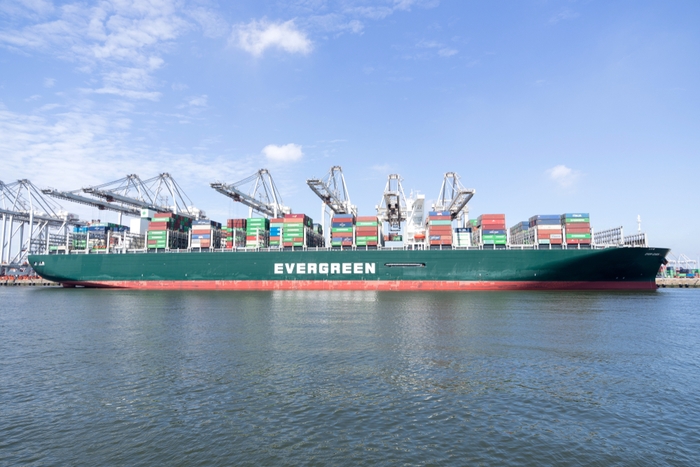 Evergreen's Ever Given moored at Rotterdam's ECT Delta terminal. The terminal's parent Hutchison Ports is making a bid to acquire the adjacent APM Terminals Rotterdam facility. Photo credit: Shutterstock