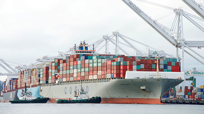 Tthe strength of recent eastbound trans-Pacific spot rates has emboldened carriers to push for higher 2017 contract rates, in the range of ,600 to ,800 per 40-foot-equivalent unit to the West Coast and about $2,450 per FEU to the East Coast.. Editorial credit: Sheila Fitzgerald / Shutterstock Inc.