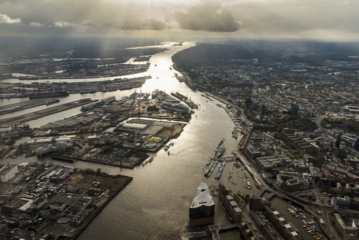 The Elbe River is the gateway to the port of Hamburg for ocean going ships, and expansion work means larger vessels, and more of them, can call at the German hub. Photo credit: Shutterstock